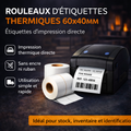 Rouleau d’étiquettes Papier thermiques 60x40 mm – 2000 étiquettes – Inventaire & Identification  ✅ Code SKU