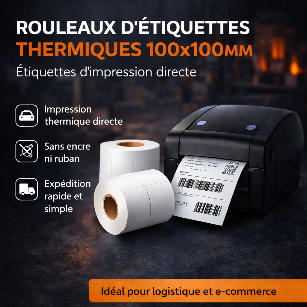 Rouleau d'étiquettes Thermique 100 x 100 mm – Prix direct fabricant