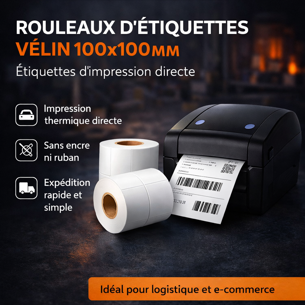 Rouleaux d’étiquettes Papier Vélin 100x00mm